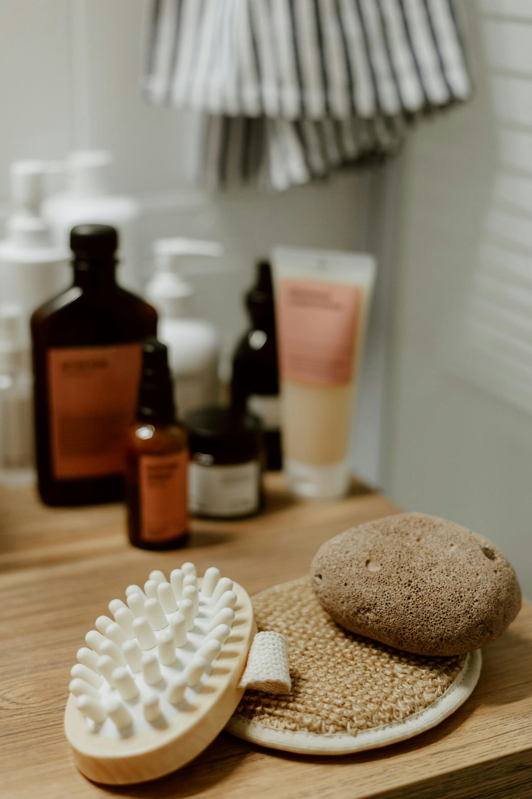 Best skin care products for combination skin – lightweight moisturizer, gentle cleanser, and SPF lined up on a vanity